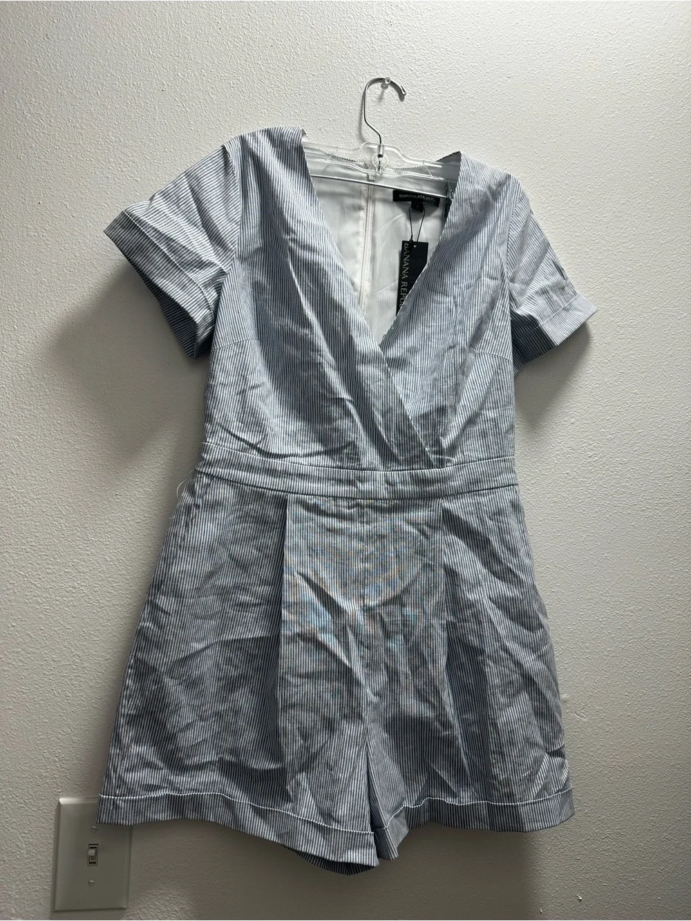 Banana Republic Blue Seersucker Stripe Romper